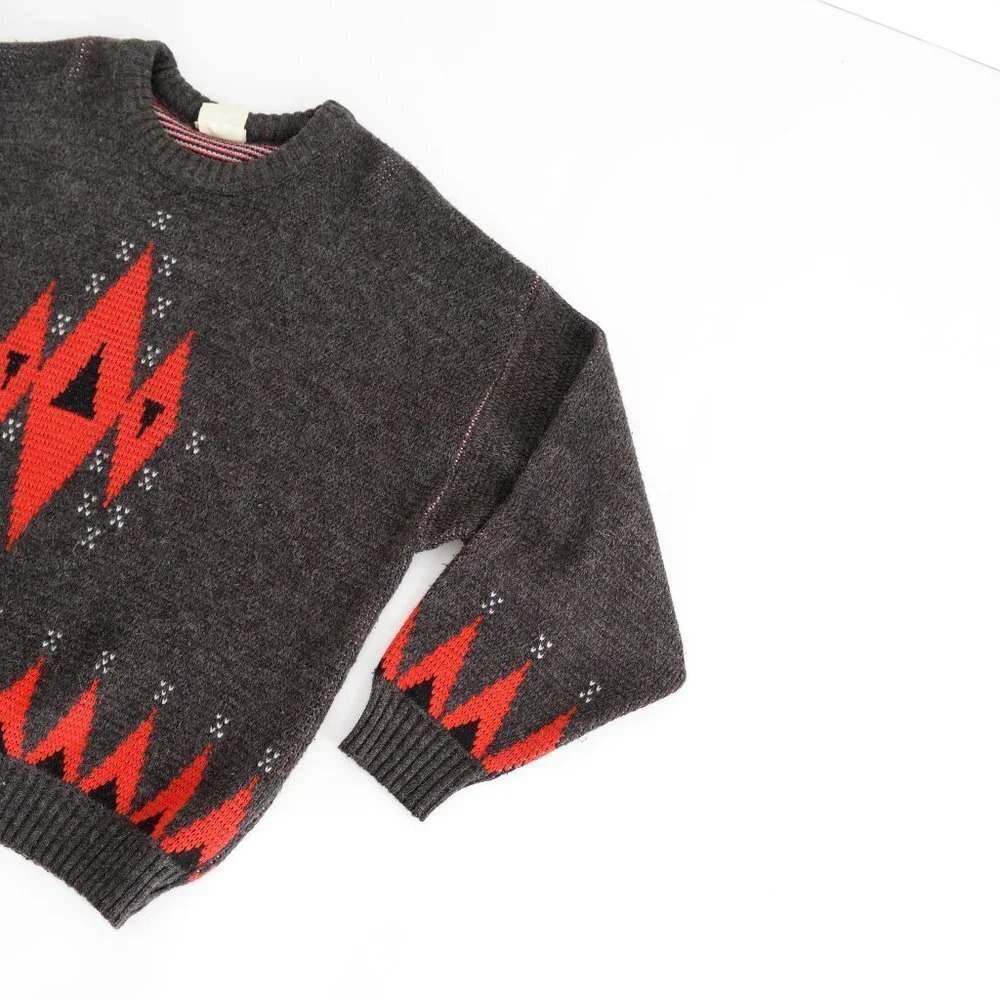 Vintage Pause Brown Red Wool Knit Grandpa Crew Neck Men's Large Unisex - Picture 12 of 13